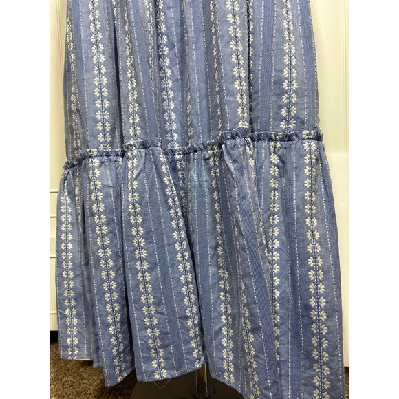 Draper James RSVP Tiered Maxi Dress Smocked Sleeveless with Tie Straps Blue XL - Picture 6 of 16